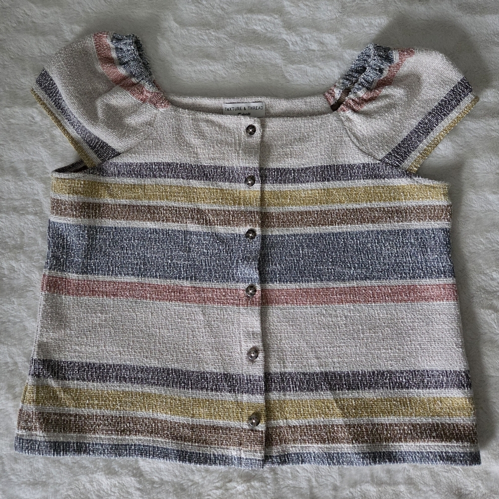Madewell Texture & Thread Button Front Top In Stripe - Picture 7 of 14